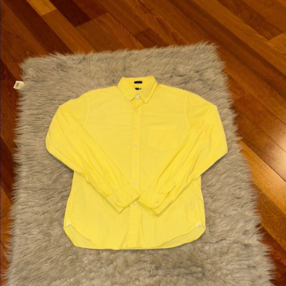 Jcrew men’s light yellow cottonn‎ long sleevee button front shirt size small